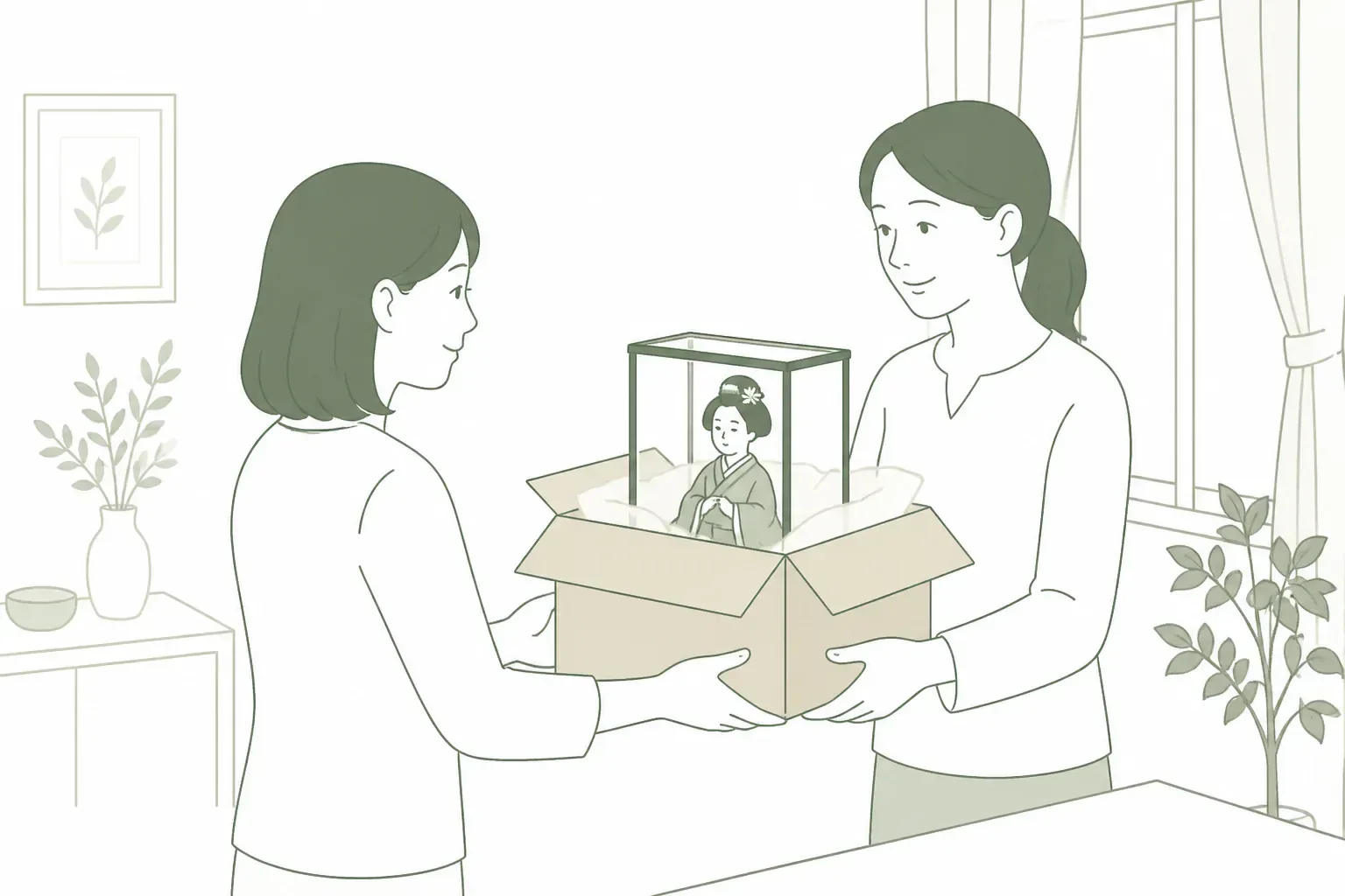 寄付された品物が次の持ち主へ渡るイメージ